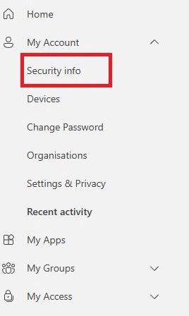 MFA security info