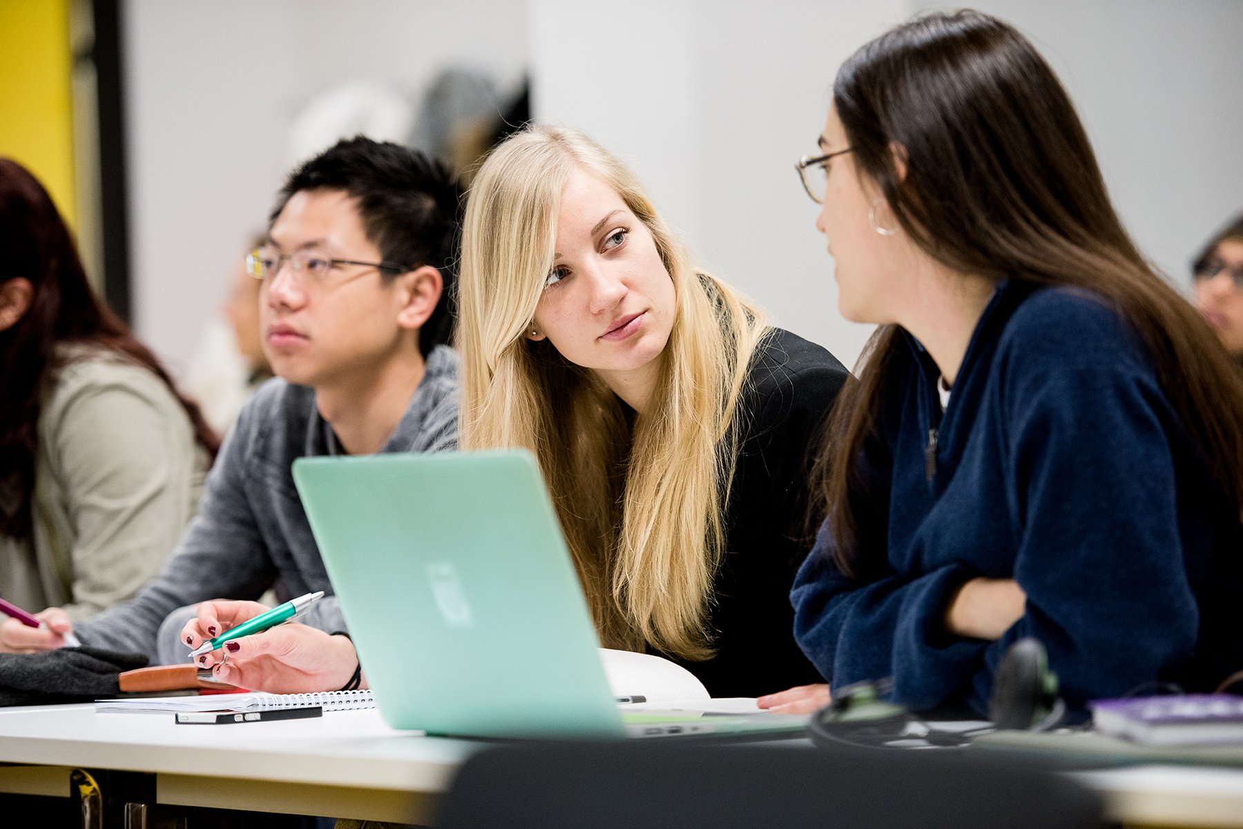 Students talking in lecture