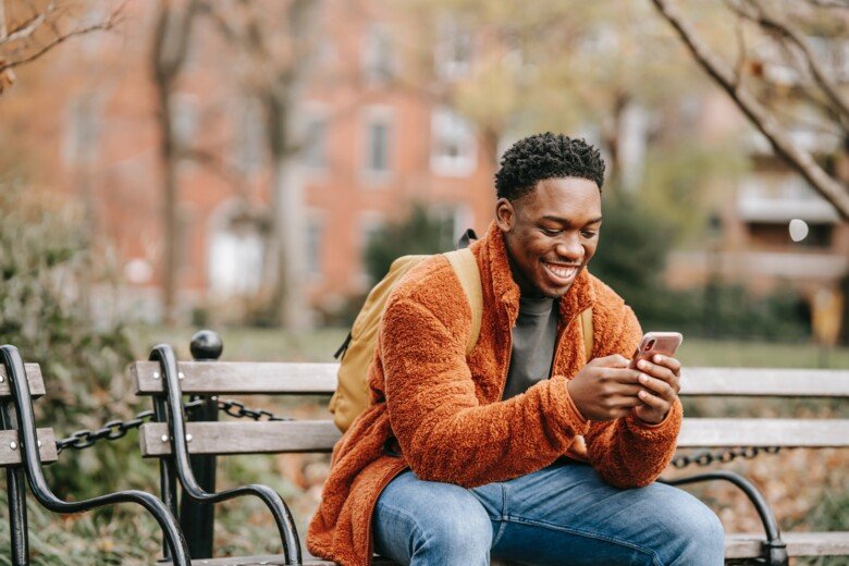 Happy man with phone