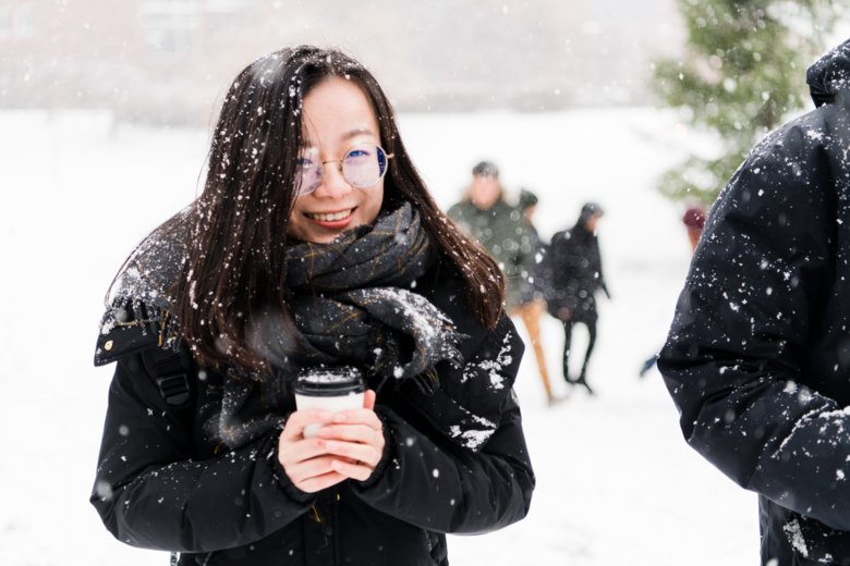 Student in snow
