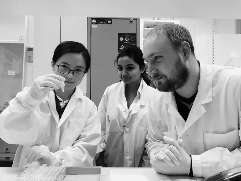 Photo of  Xiangning Bai, Shilpa Ray & Robert Van Domselaar, Department of Laboratory Medicine